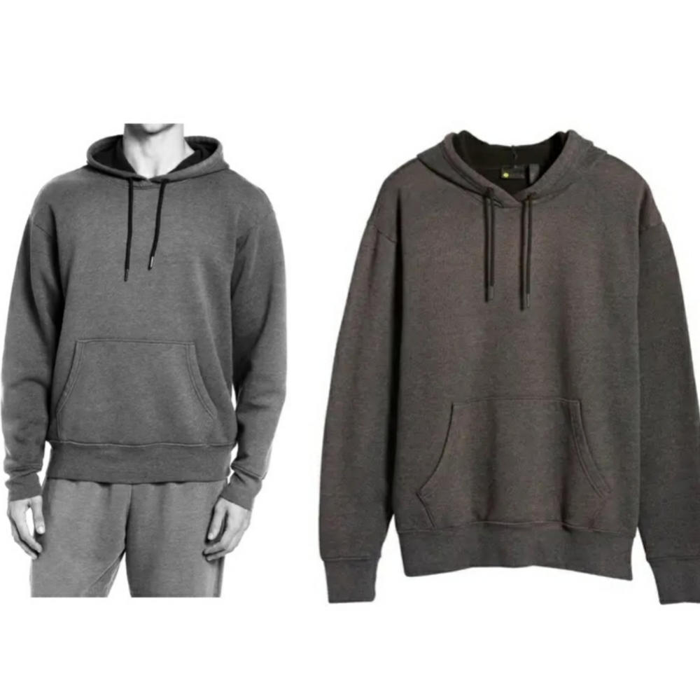 Zella Atlas Hoodie Sweatshirt Kangaroo Pocket Black Oxide Gray Medium